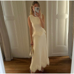 Elegantne tutid Spliced ​​Maxi seelikukomplektid Fashion O Neck Varrukateta &uuml;hev&auml;rviline Slim Fit 2-osaline komplekt Uus naiste seeliku komplekt S beež