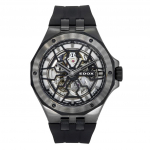 Edox Delfin The Original Mecano Kummirihm Skelett Must Tihvtiketas Automaatne Sukeldujakell 85303 357GN NGN 200M Meeste Kell