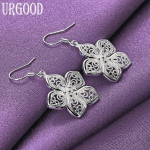 925 Sterling Silver Flower Star Drop K&otilde;rvar&otilde;ngad Ehted 3.90*2.30cm