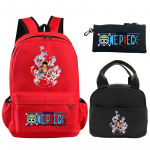 3 tk/komplekt Anime One Piece Vargusvastane kott l&otilde;unakotiga ja pliiatsikarbiga. Tarvikud Kirjatarbed T&uuml;drukule Poisile Tagasi Kooli Kulumiskindel Vabaaja Kott Mochila