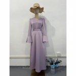 Elegantne retro V-kaelusega vananemisvastane mullvarrukaga pikkade paeltega v&ouml;&ouml;kohaga kleit S kohv