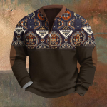 Meeste Retro Casual gradienttr&uuml;kiga kampsun L must