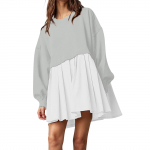 Naiste Suurem&otilde;&otilde;tmeline Dressipluuskleit Kaela Pikad Varrukad Lapit&ouml;&ouml; Pullover Topid Dressipluuskleit S