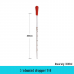 Klaasist tilgutite komplekt: 0,5 ml, 1 ml, 2 ml, 3 ml, 5 ml, 10 ml - kummist peaga pipetid