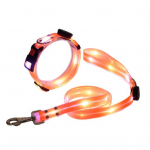 LED-valgustusega koera kaelarihm, reguleeritava pikkusega 3 valgusrežiimi, USB-laetav m&auml;hitud kummist rihmaga &ouml;&ouml; helendav kaelarihm oranž
