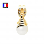 Ripats &ndash; Compagnie G&eacute;n&eacute;rale des Perles &ndash; 0,06 Cts Teemandid &ndash; 9&ndash;10 mm kultiveeritud p&auml;rl &ndash; 18-karaadine kollane kuld