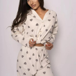 S&uuml;gis-talvine soe kaheosaline pidžaamakomplekt naistele, magamisr&otilde;ivad, armastusega tr&uuml;kitud pikkade varrukatega s&auml;rk ja pikad p&uuml;ksid, koduriietus L hall