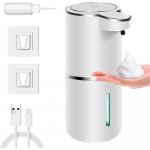 Automaatne puutevaba vahutav seebi dosaator 380 ml 4 tasemega reguleeritav USB laetav elektriline seinakinnitus vannitoak&ouml;&ouml;gi jaoks valge