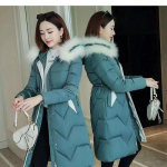 S&uuml;gis- ja talvine sulejope puuvillane jakk Naiste keskmise pikkusega suur karusnahast krae paksendatud puuvillane jope M valge