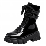 Moodsad naiste keskmise s&auml;&auml;rega saapad Moodsad kommiv&auml;rvi lakknahast t&uuml;drukute kingad 2024 Talv S&uuml;gis K&otilde;rge kontsaga saapad Naine Talvised saapad Mujer9 39 must