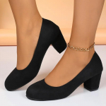 Suede Madalad Naiste Kingad Retro Keskmise Kontsaga Pumbad Mood Uus Trend 2024 S&uuml;gis Disainerkingad K&auml;imiseks Kleit Chaussures Daamidele 35 must