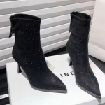 Mood Seksikad Terava Ninaga Pahkluusaapad Kristall Suede Elegantsed K&otilde;rge Kontsaga Kingad Naine 2025 Trend Luksuslikud Peokingad Uued Chelsea Naiste Saapad 40 must