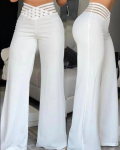 2023 Euroopa ja Ameerika naiste k&otilde;rge v&ouml;&ouml;kohaga &otilde;&otilde;nes v&ouml;&ouml;ga laienevad p&uuml;ksid - &scaron;ikk ja vabaaja laia s&auml;&auml;rega disain XL valge
