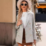 Ruuduline bleiser Moejope Naiste kevad-s&uuml;gis pikkade varrukatega vabaaja elegantne b&uuml;roo Klassikaline &scaron;ikk temperamendiga bleiser L hall