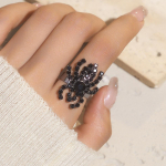 Halloween Black Crystal Spider Ring Temperament Avatav reguleeritav s&otilde;rmus Naiste s&otilde;rmus Opening adjustable