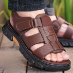 Sandaalid Meeste Uued Rannajalan&otilde;ud Lehmavillast Sandaalid V&auml;litingimustes Libisemiskindlad Paksu Tallaga Ehtsast Nahast Sandaalid Suvesandaalid Meeste 2024 38 pruun