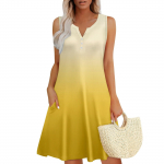 Naiste suvekleidid V-kaelusega varrukateta ja taskutega p&auml;ikesekleidid L armee roheline v&auml;rv