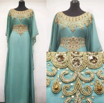 Islami Kaftan Farasha Kleit Maroko Stiilne Abaya Pikk K&auml;sit&ouml;&ouml; Dubai XS mereroheline v&auml;rv