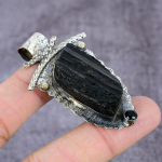 Black Tourmaline,Spinel Handmade 925 Sterling Silver Pendant 2.28 s7w91