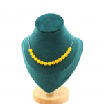 Pierres et Min&eacute;raux. Collier 15 perles Agate jaune 8 mm. Chaine en acier inoxydable Collier femmes, hommes. Taille personnalisable.