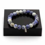 Pierres et Min&eacute;raux. Bracelet Perles Sodalite + Howlite 8 mm. Fabriqu&eacute; en France.