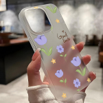 Mobiiltelefoni&uuml;mbrised iPhone 11 13 15 Pro Max 12 14 Pro Max &uuml;mbrisele iPhone 16 15 Plus 13 Pro 12 j&auml;&auml;tunud tekstuuriga maalitud koomiksililled iPhone 11 valge