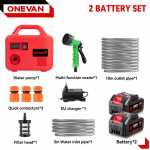 ONEVAN Elektriline Pumbatav Vee pumpamise Masin 150M Juhtmeta Laetav Aia Pesur Liitiumaku T&ouml;&ouml;riist Makita 18V Akule 2Battery 1EU Charger