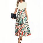 Naiste suvine kleit, lahtine rannapuhkuse vabaaja s&uuml;gava V-kaelusega vestkleit, elegantne s&auml;rkkleit L beež