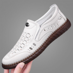 Sandaalid Meeste Hingavad Vabaaja Kootud Nahast Sandaalid &Otilde;&otilde;nsate Aukudega Kingad Meeste Suured Suurused Meeste Kingad 42 valge