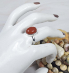 Karneool v&auml;&auml;riskiviga s&otilde;rmus, T&auml;ispuhas 925 Sterling H&otilde;be S&otilde;rmus, S&uuml;nnikivi S&otilde;rmus, Moes&otilde;rmus, Unisex S&otilde;rmus 10