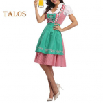 Naiste ruuduline Oktoberfesti kost&uuml;&uuml;m Saksa dirndl-kleit Traditsioonilised Baieri r&otilde;ivad Halloweeni festivali karnevali cosplay jaoks XXL heleroheline v&auml;rv