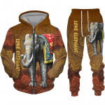 UUS African Dashiki Clothes Elephant 3D Print meeste kapuuts/t&otilde;mblukuga dressipluus/p&uuml;ksid/komplekt Traditsioonilised vintage t&auml;navar&otilde;ivaste dressid S