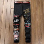 Mood Meeste Teksad &Ouml;&ouml;klubi Must Valge V&auml;rv Isiklik Disainer Prindiga Teksad Meestele Punk P&uuml;ksid Skinny Hip Hop Teksad 29 valge