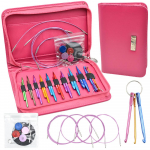 V&auml;rviline eemaldatav karboniseeritud bambusest ringvarraste komplekt vahetatava pikendatava PU-kaabliga Circular Needle Set