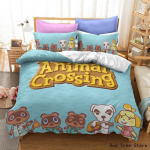 Animal Crossing Voodipesukomplekt Joonisfilm M&auml;ng 3D Tekikottide Komplektid &Uuml;heinimesevoodi T&auml;issuuruses Kuninganna Kuningsuuruses Padjap&uuml;&uuml;r lastele Kingitus Kodu Dekoratsioon Au Double 180x210cm