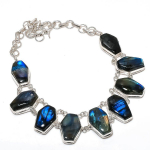 Labradorite Gemstone Handmade 925 Sterling Silver Jewelry Necklace 18 w3h75