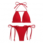 2 tk/komplekt Naiste seksikas bikiinikomplekt, p&auml;itsetega, varrukateta rinnahoidja, k&otilde;rge v&ouml;&ouml;kohaga pits-up ujumisp&uuml;kste komplekt, &uuml;hev&auml;rviline pooliku disainiga rannar&otilde;ivad S
