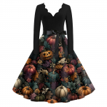 Naiste vabaajamoe pikkade varrukatega Halloweeni graafilise tr&uuml;kiga vintage pikad kleidid XXXL
