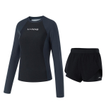 Li Ning ujumissari V&auml;rviplokk T&auml;ht &Uuml;mmargune kaelus Dressipluus Pikkade varrukatega Kaheosaline ujumistrikoo Naiste ujumistrikoo Must-hall ASLT074-2 3XL