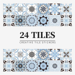 24 tk Creative Kitchen Tile Kleebised Veekindlad Mandala Lilled Plaadipasta Isekleepuv tapeet Magamistoa Kaunistus Kleebised 1 Set 10cmx10cmx 24PCS