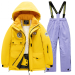 Laste mood Suusakomplekt Poiste ja t&uuml;drukute paksendatud veekindel soe suusakost&uuml;&uuml;m Jope ja p&uuml;ksid komplekt 6 lilla