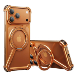 Luksuslik metallist magnetiline telefoni&uuml;mbris iPhone 17 Air 16 15 Pro Max jaoks Magsafe'iga 360&deg; p&ouml;&ouml;rleva alusega Raamita p&otilde;rutuskindel kaitsekaas For iPhone 17 Pro Max oranž