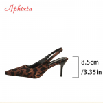 Aphixta Seksikad Leopardimustrilised &Uuml;he Rihmaga Kingad Naistele Stilettokannaga Kingad Naiste Peokingad 8.5cm L&otilde;uend Terava Ninaga Kleidikingad 35 leopard