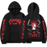 Anime Chainsaw Man Makima Naljakalt Tr&uuml;kitud Kapuutsiga Meeste Naiste Pikkade Varrukatega Hupparid Vintage Dressipluus Harajuku Unisex Streetwear 3XL black
