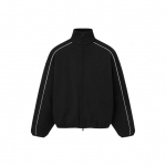 Fear of God Essentials Kaasaegne treeningjakk torukestaga Jet Black/Cloud White Meeste &uuml;ler&otilde;ivad 202SP256890F XL
