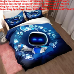 Astro Bot Koomiks Voodipesu Tekikott Padjap&uuml;&uuml;ride Komplekt &Uuml;hekohaline Magamistuba Kahekohaline Style D,Single(135x200cm) blue