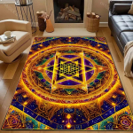 M&uuml;stiline muster Sri Yantra vaip elutuppa, magamistuppa, diivani ette, uksematt, dekoor, laste m&auml;nguala vaip, libisemiskindel p&otilde;randamatt 60*90cm