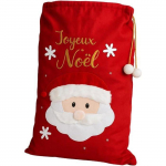 Grande Hotte de No&euml;l XL 100x60 cm &ndash; Sac Cadeaux 3D Brod&eacute; &ldquo;Joyeux No&euml;l&rdquo; avec Motif P&egrave;re No&euml;l, D&eacute;coration et Emballage F&ecirc;tes