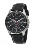 Casio - Metallkorpus, Nahkrihm, Kolmeosaline kvartsikell meestele MTP-1374L-1A must