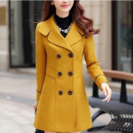 Uus Mood S&uuml;gis Talv Naiste Villased Mantlid Naiste Mantlid Elegantne Villasegu Trenchcoat Daamide Tuulejope &Uuml;ler&otilde;ivad Suur Suurus 3XL kollane